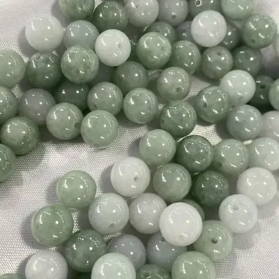 Natural Jade Green White Loose Beads for DIY Jewelry