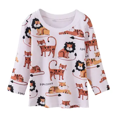 Boys Cotton Long Sleeve Cartoon T-Shirt White