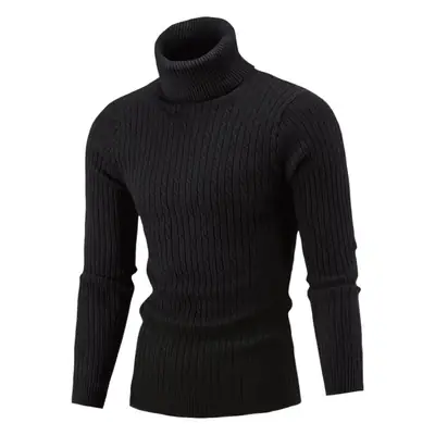 Men's Royal Blue High Collar Twist Knit Sweater