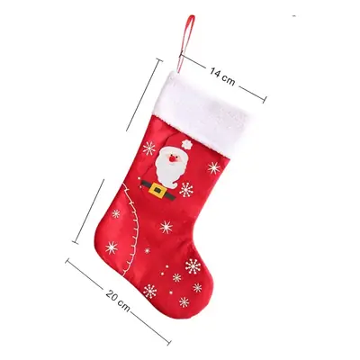 Red Felt Christmas Stocking with Snow Design