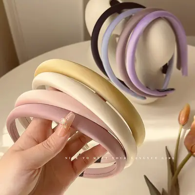 Women's Solid Color Glossy Hair Hoop Non-Slip Stamp