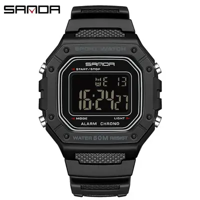 Sanda LED Digital Sport Watch Red Black