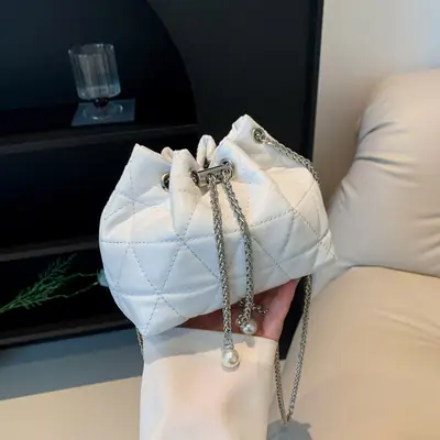 White Quilted Shoulder Bag for Women 2023