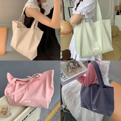 Women's Canvas Tote Bag Large Capacity Solid Color