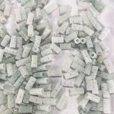Green Cross Carved Jade Pipe Beads Wholesale