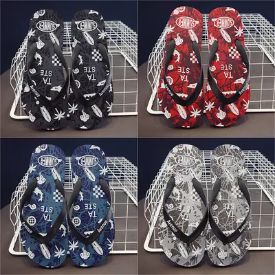 Summer Korean style trendy men's slippers men's beach sandals personalized outdoor sandals summer outdoor non-slip flip flops