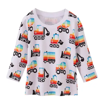 2024 Boys Cotton Long Sleeve T-Shirt with Truck Print