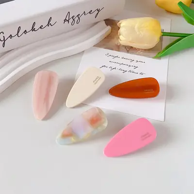 Korean Style Acrylic Hairpins Drop Shape Gold Glitter Pink