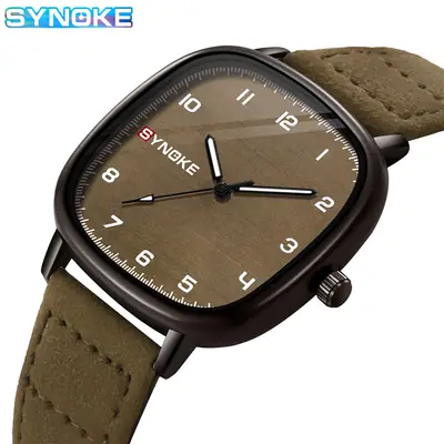 Synko Brown Quartz Watch with Leather Belt