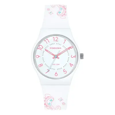 Women's White Silicone Analog Watch with Quartz Movement