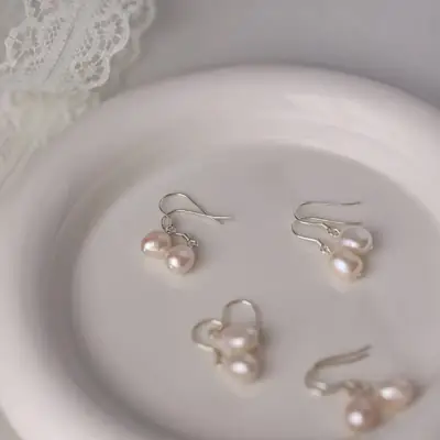 Pearl Drop Earrings for Women 925 Sterling Silver