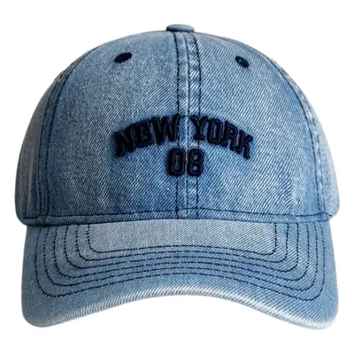 Women Letter Embroidered Denim Cap Blue Grey