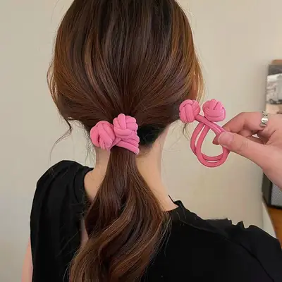 Pink Rubber Hair Ponytail for Women Thick Durable High Ponytail