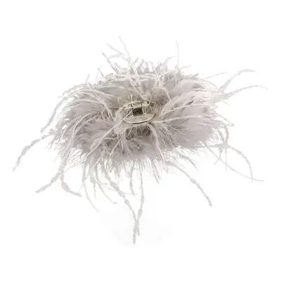 Ostrich Feather Hairpin for Women Back Head Clip Black