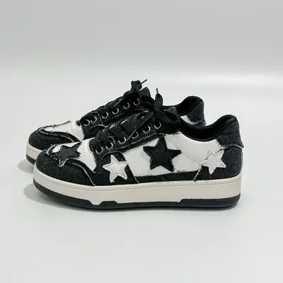 Women's Star-Laced Casual Sneakers Brown Gold White