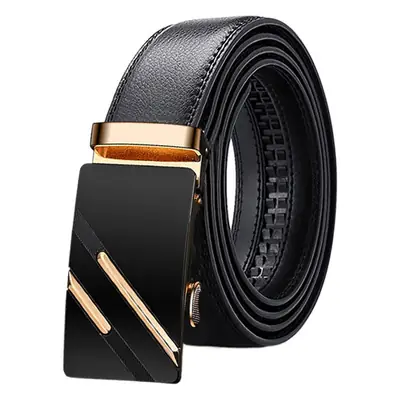 Men's Genuine Leather Belt with Gold Plated Buckle