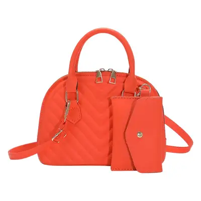 Orange Quilted Shoulder Messenger Bag for Women