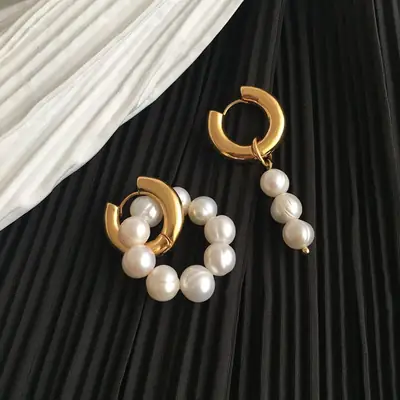 Gold Plated Pearl Earrings for Women
