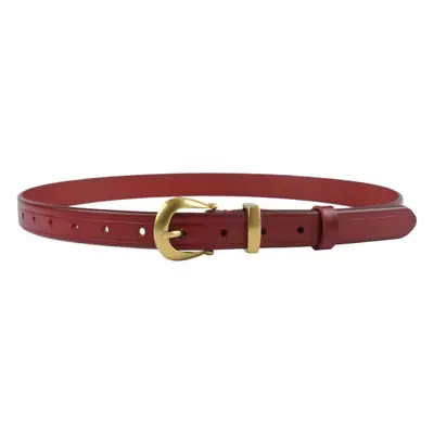 Women's Red Cowhide Belt with Gold Buckle 2.3cm