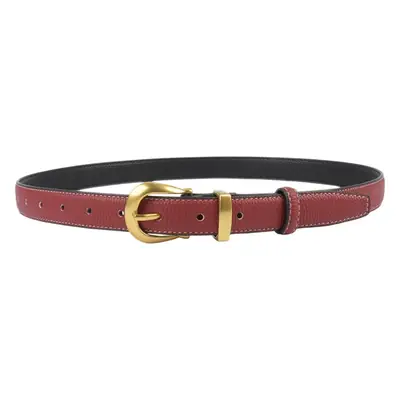 Black Genuine Leather Women's Belt with Gold Buckle