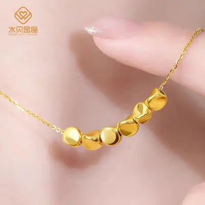 999 Gold Twist Bead Necklace for Women