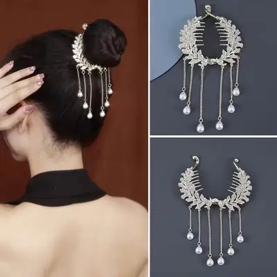 Pearl Rhinestone Hairpin for Women's Back of Head