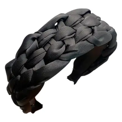 Black Braided Wide Bristle Headband for Men