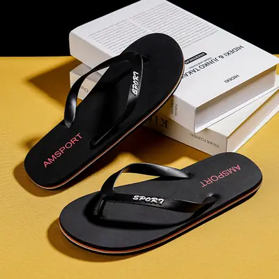 2026 Men's Flip-Flops Summer Non-Slip Sandals Men's Trendy Rubber Wear-Resistant Outdoor Beach Shoes
