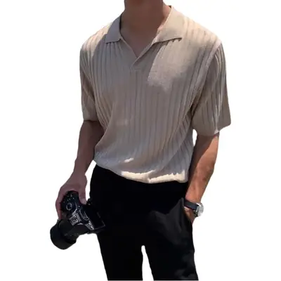 Men's Light Knit Polo Shirt Slim Fit Summer