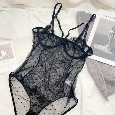 Black Lace Vest Suspenders Single Layer Transparent