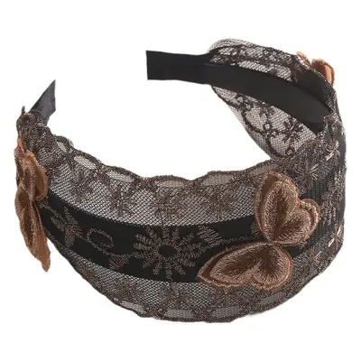 Embroidered Lace Hair Band with Inner Teeth
