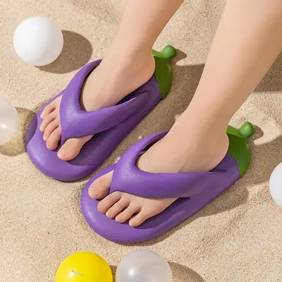Eggplant Children's Flip-flops Summer Children's Non-slip eva Boys and Girls Flip-flops Parent-child Sandals for Outer Wear