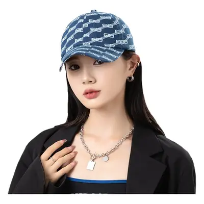 Women Blue Letter Cap Camera Friendly Casual Wear