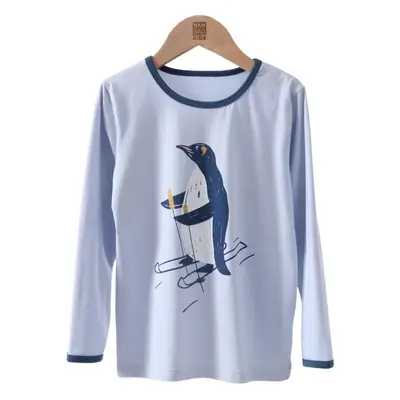 Children's Long Sleeve T-Shirt Set with Penguin Print