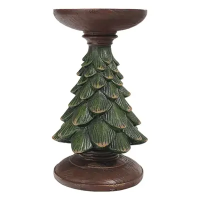 Green Cedar Christmas Tree Candlestick Decor