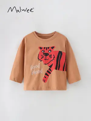 Malwee Boys T-Shirt Red Tiger Print Autumn Wear