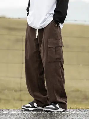 Brown Vintage Corduroy Casual Pants 2025 Spring New