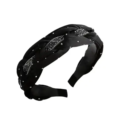 New Diamond Stripe Satin Twist Braid Headband for Women