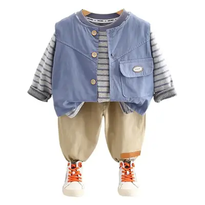 Boys' 3-Piece Western Suit Striped T-Shirt & Pants Set