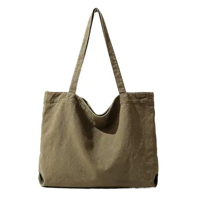Large Capacity Canvas Tote Bag Women Olive Green