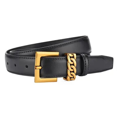 Women's Brown Cowhide Buckle Belt with Gold Plated Buckle