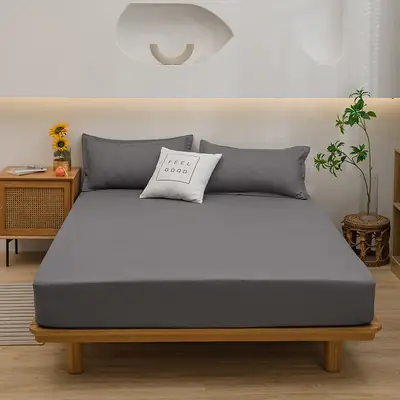 One-piece Japanese-style Solid Color Aloe Vera Cotton Dustproof Bedspread All-inclusive Mattress Protective Cover Non-slip Mattress Cover
