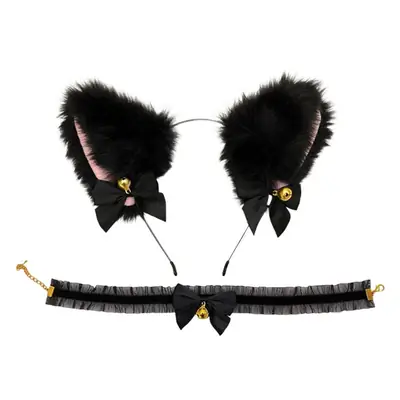 Cat Ear Hair Clip with Faux Fur & Bells for Women