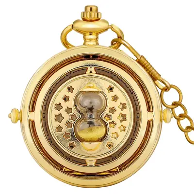 Gold Hollow Funnel Pocket Watch with Star Design
