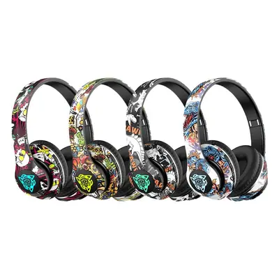 Cross-Border Graffiti Bluetooth Headset with Light-Up