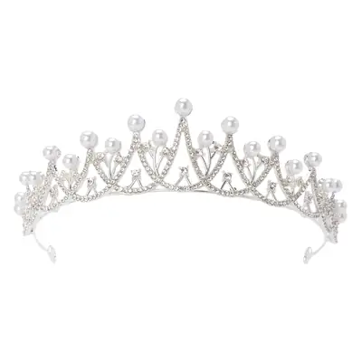 Korean Rhinestone Pearl Crown for Girls Wedding Dress