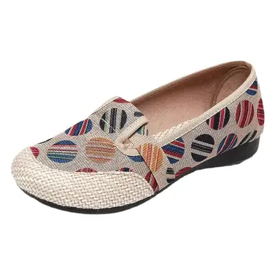Canvas Leaf Print Slip-On Shoes for Women