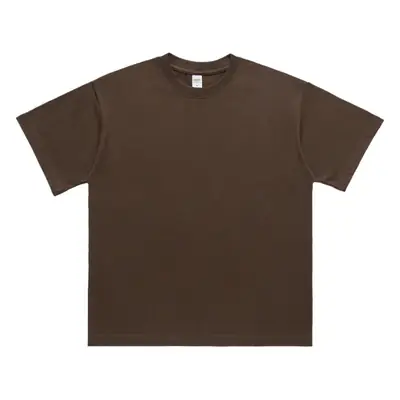 Men's Brown Cotton T-Shirt Short Sleeve Loose Fit