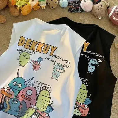 100% Cotton Cartoon Vest Boys Sleeveless Summer 2023