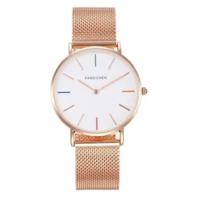 Women's Rose Gold Quartz Watch with Mesh Band